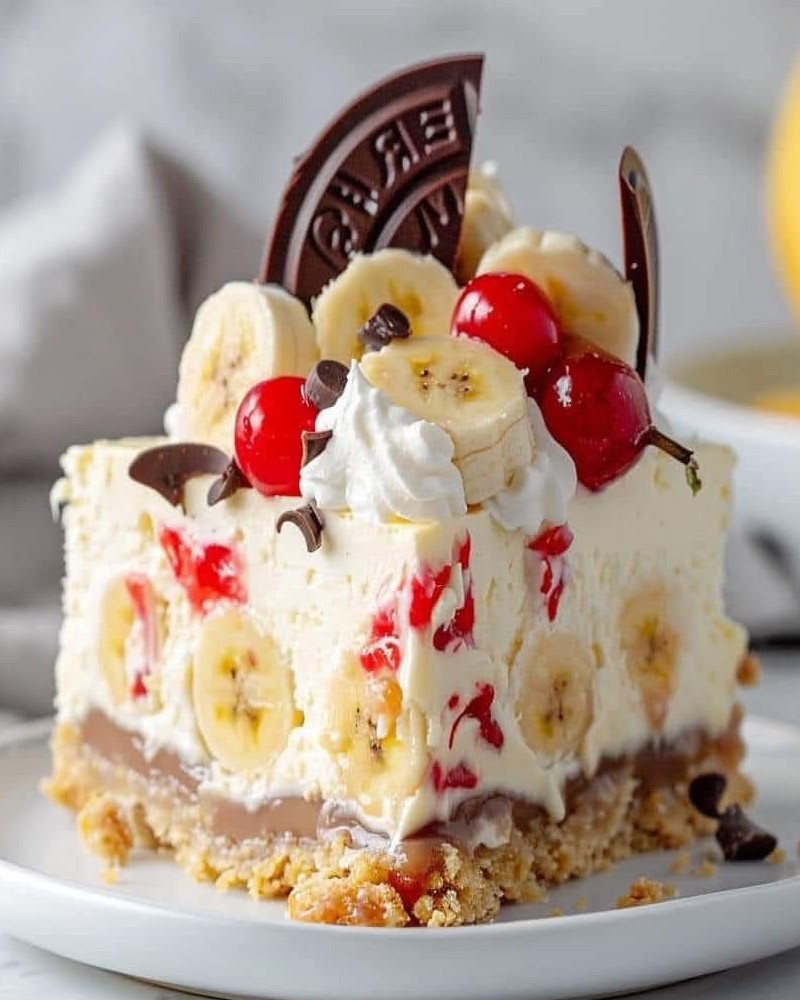Heavenly No-Bake Banana Split Cheesecake