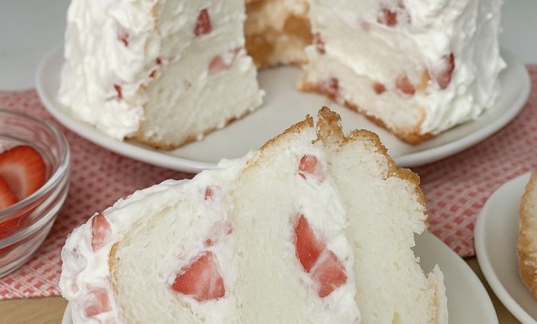 Strawberry Angel Food Cream Cake